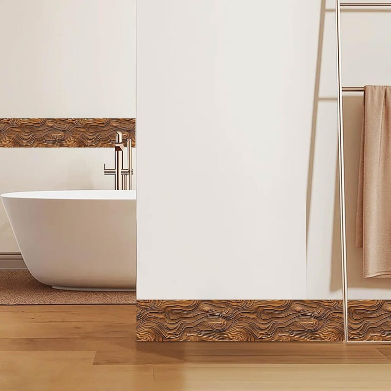 IVN Wallpaper Border Wood Texture Pattern Design 4x196 Inch Peel and Stick Wallpaper Border for Mirror Frame Bathroom Laundry Room Pool Area Living Room Wall Decor - Image 5